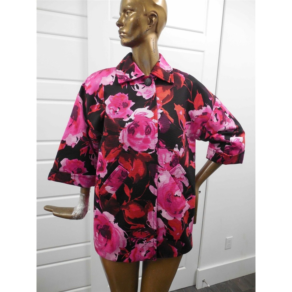St John sz 2 Pink Red Black Flower Jacket